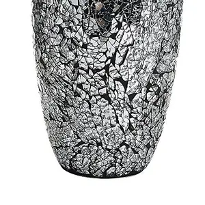 London Boutique Decorative Vase Mosaic Black Handmade Glitter Vase Sparkle Glass gift present (Black)