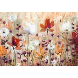 Multicoloured Flowers - Wrapped Canvas Print 81cm H x 122cm W