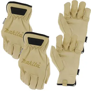 Makita P-84632 Cow Driver Gloves - Extra Large 2x Pair Genuine Durahide Leather