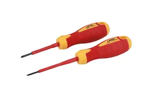 Laser Tools 8387 2pc VDE 1000V Insulated Screwdriver Set PH0 x 60mm / Flat 2.5 x 75mm