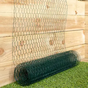 5m x 0.6m x 25mm Green PVC Coated Galvanised Chicken Garden Wire Netting or Fencing