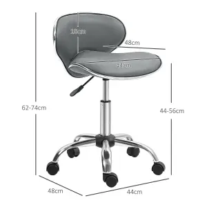 HOMCOM Office Chair Beauty Salon Rolling Technician Stool Chair Grey