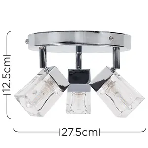 ValueLights Ritz Modern Chrome Ice Cube 3 Way IP44 Rated Bathroom Ceiling Light Spotlight