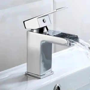 Nes Home Ozone Waterfall Cloakroom Basin Mono Mixer Tap & Waste Chrome