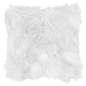 Set of 2 Cushions LUBHA Faux Fur 42 x 42 cm Solid White