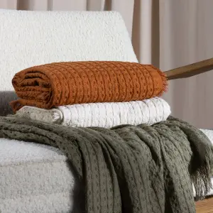 Yard Abel Fringed Waffle Textured Throw