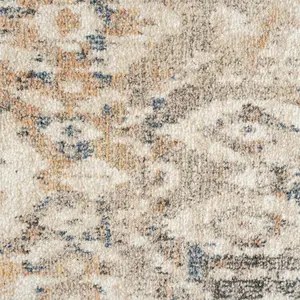 Neutral Beige Distressed Diamond Geometric Soft Runner Rug 60x240cm