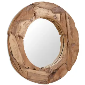 Berkfield Decorative Mirror Teak 80 cm Round