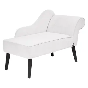 Right Hand Fabric Chaise Lounge White BIARRITZ