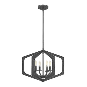 Elstead Quoizel Vanguard Wire Frame Pendant Ceiling Light Old Black