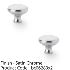 2 PACK - Victorian Round Door Knob - Satin Chrome 38mm - Kitchen Cabinet Pull Handle