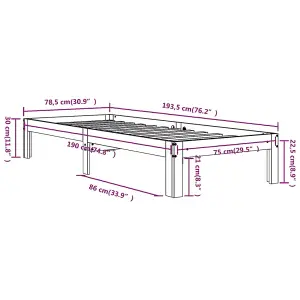 Berkfield Bed Frame White Solid Wood 75x190 cm Small Single