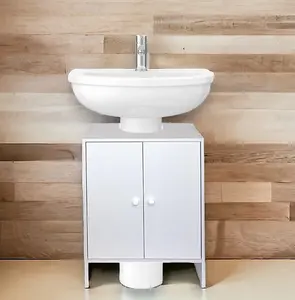 White Under sink Cabinet For Storing Away Your Bathroom Accessories