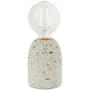 Modern Terrazzo Mini Table Lamp White Speckled Marble Bedside Bulb Holder Light