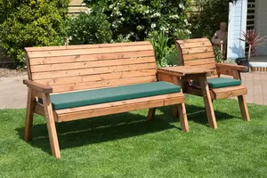 Charles Taylor Wooden Companion Straight Garden 4 Seat Chair Bench Green Cushion