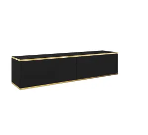 Oro Contemporary Wall Hung TV Cabinet 2 Doors Black Matt (W)1350mm (H)300mm (D)320mm