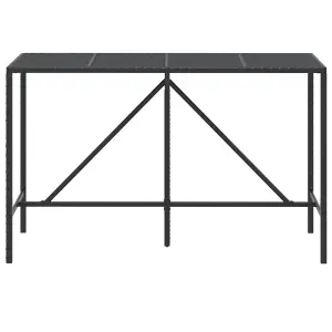 Berkfield Bar Table with Glass Top Black 180x70x110 cm Poly Rattan