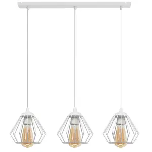 Luminosa Agat Straight Bar Pendant Ceiling Light White 65cm