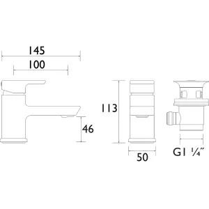 Bristan Noctis Small Black Square Deck Mixer Tap