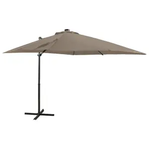 Berkfield Cantilever Umbrella with Pole and LED Lights Taupe 250 cm