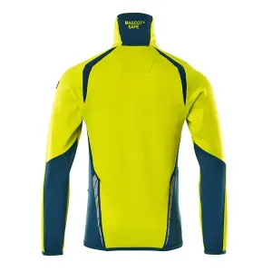 Mascot Accelerate Safe Microfleece Jacket with Half Zip (Hi-Vis Yellow/Dark Petroleum)  (Medium)