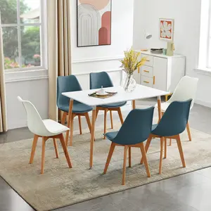 Nero Upholstered Dining Chair (Set of 6) Dark Blue/White