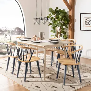 Baek Solid Wood Dining Chair (Set of 2) Natural/Grey