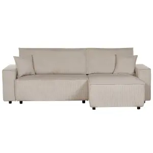 Sofa Bed ABACKA Beige Corduroy Left Hand