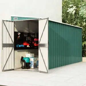 Berkfield Wall-mounted Garden Shed Green 118x382x178 cm Galvanised Steel