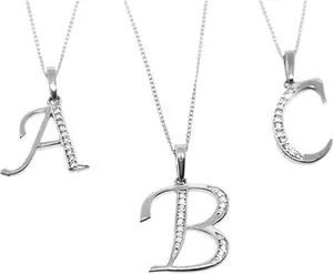 925 Silver Lab Diamond Initial 'K' Necklace 0.05Ct