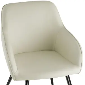 Chair Marilyn - with armrests, padded, fabric cover, black steel legs - cream/black