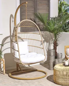 Hanging Chair with Stand ALLERA PE Rattan Beige