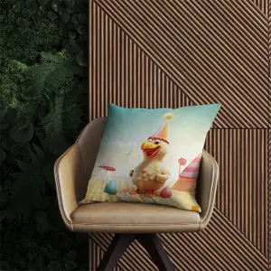 Funky Chicken On A Beach Holiday Outdoor Cushion 60cm x 60cm