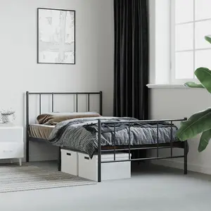 Berkfield Metal Bed Frame with Headboard and Footboard Black 80x200 cm