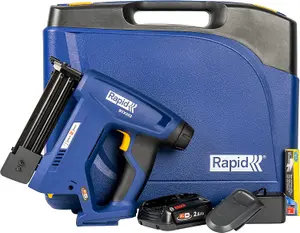 Rapid Power Tools BTX553 18V P4A Battery-Powered Staple Gun Kit Cordless Upholstery & Craft Stapler Inc Battery Charger & Case