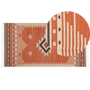 Cotton Kilim Area Rug 80 x 150 cm Orange GAVAR