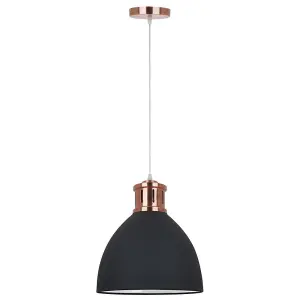 Luminosa Industrial And Retro Hanging Pendant Graphite, Red Copper 1 Light  with Graphite Shade, E27