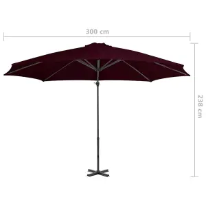 Berkfield Cantilever Umbrella with Aluminium Pole Red 300 cm