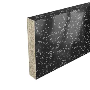 GoodHome Berberis Gloss Black Star sparkle effect Laminate & particle board Upstand (L)3000mm