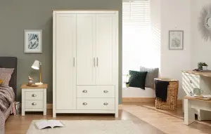 GFW Lancaster 3 Door 2 Drawer Wardrobe Cream