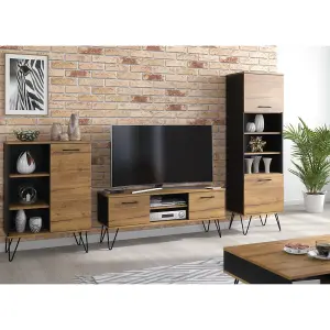 TV Unit 120cm Sideboard Cabinet Cupboard TV Stand Living Room Oak & Black