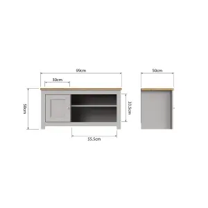 Light Grey TV Unit Stand Media 1 Door and Open Shelf