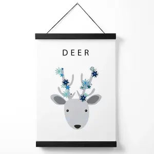 Cute Deer with Blue Stars  Medium Poster with Black Hanger