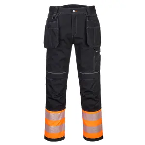 Portwest PW3 Hi-Vis Work Trousers Orange/Black & Knee Pads - 28R