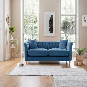 Sofas Express Carlton Sky Blue Velvet  3 Seater Sofa