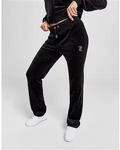 JUICY COUTURE Diamante Logo Velour Joggers - Black - Womens - Size XS