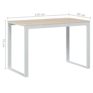 Berkfield Computer Desk White and Oak 110x60x73 cm Engineered Wood