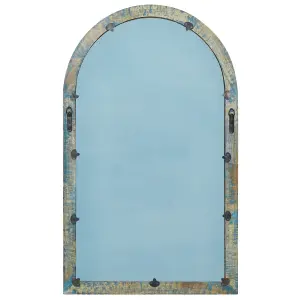 Beliani Rustic Wall Mirror MELAY Wood Blue