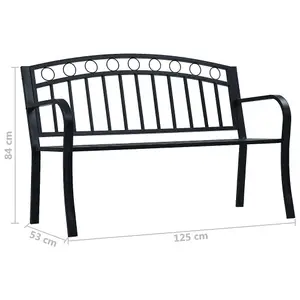 Berkfield Garden Bench 125 cm Black Steel