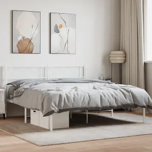 Berkfield Metal Bed Frame with Headboard White 140x200 cm